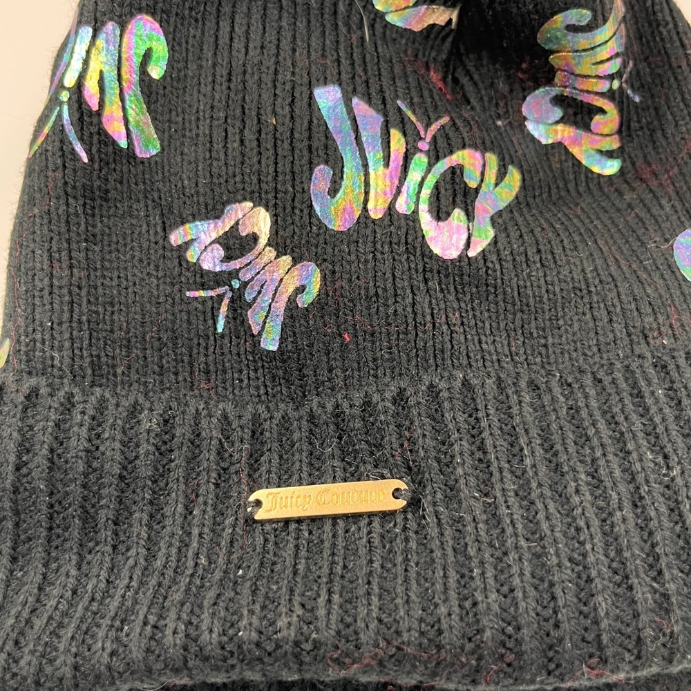 Juicy Couture Kids Black Butterfly Logo Beanie and‎ Gloves Set New - Picture 6 of 6